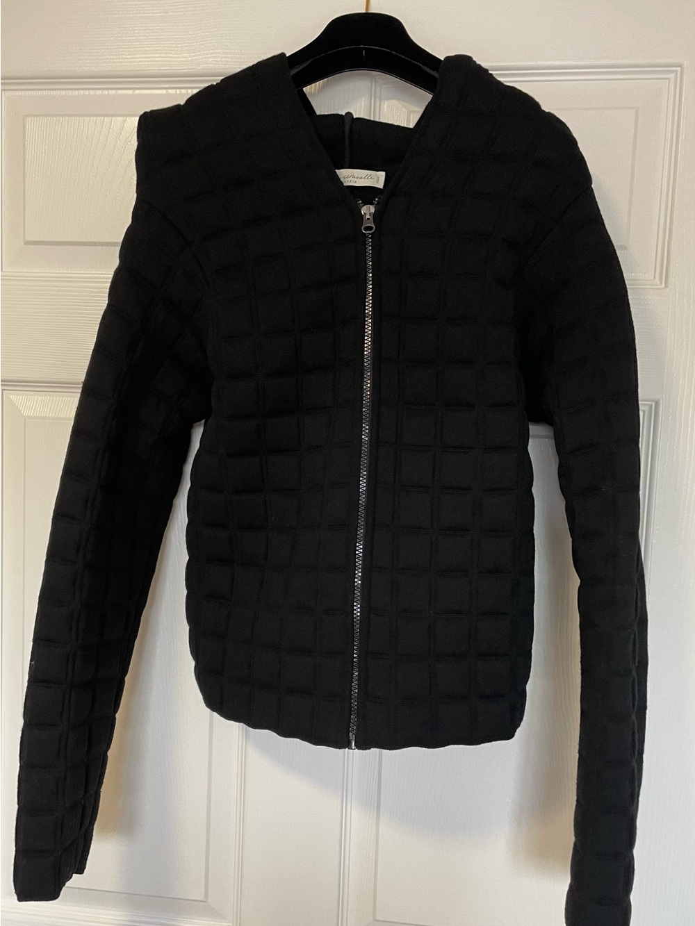 Anna Seravalli Venezia Italy Black Quilted Hooded Jacket Medium